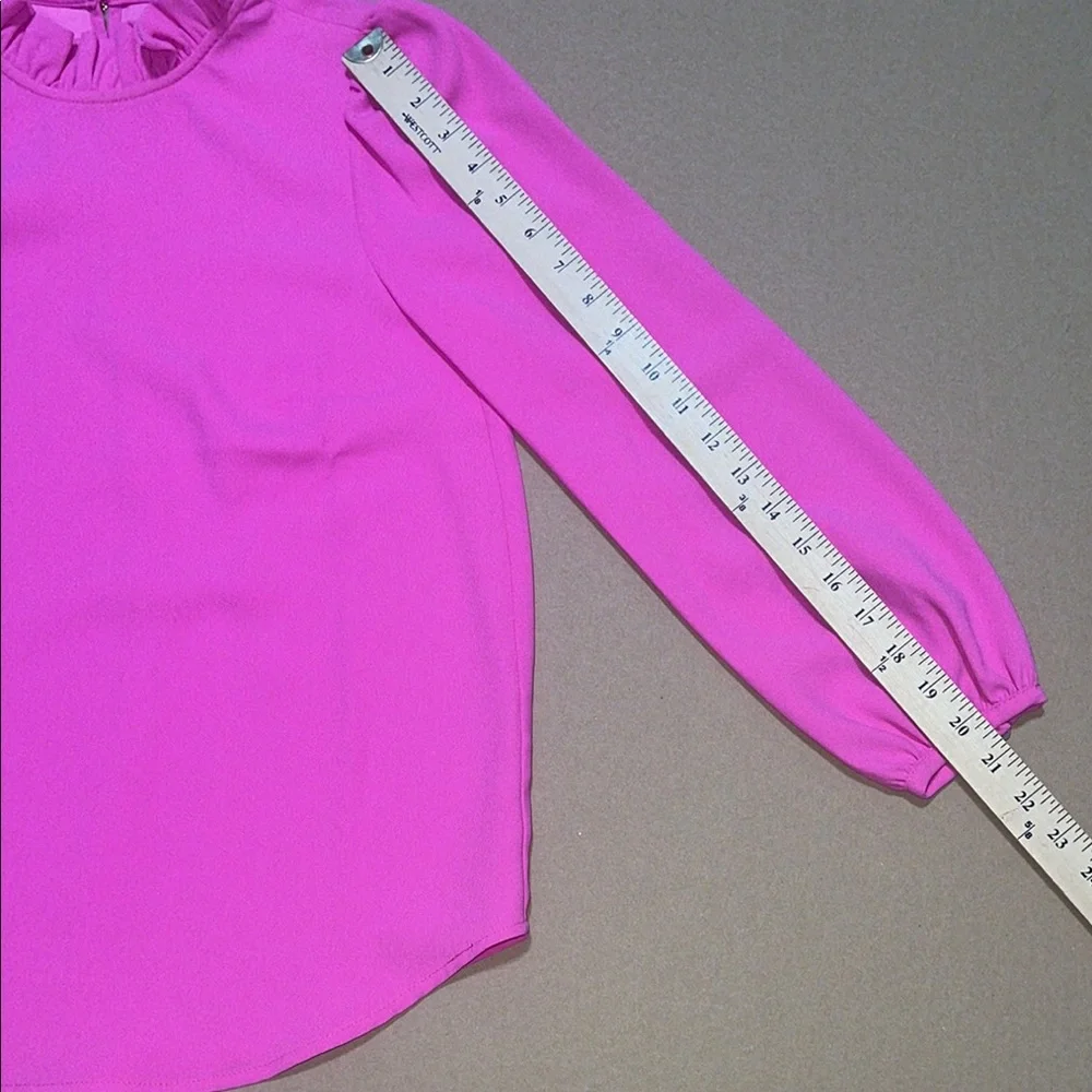 J. Crew XXS‎ Hot Pink Blouse with Puff Sleeves and Mandarin Collar